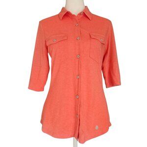 Stio Divide Shirt Women's Small Orange Button Up Roll Tab Sleeve Outdoor Hiking